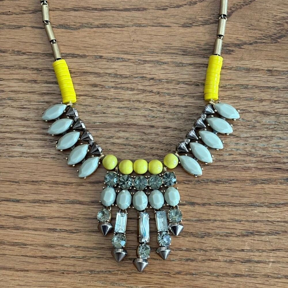 J.Crew | Yellow and Taupe Statement Necklace | 22” Length